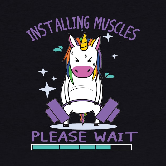 Installing Muscles Please Wait Shirt - Funny Unicorn Fitness Tank Top by Kaileymahoney